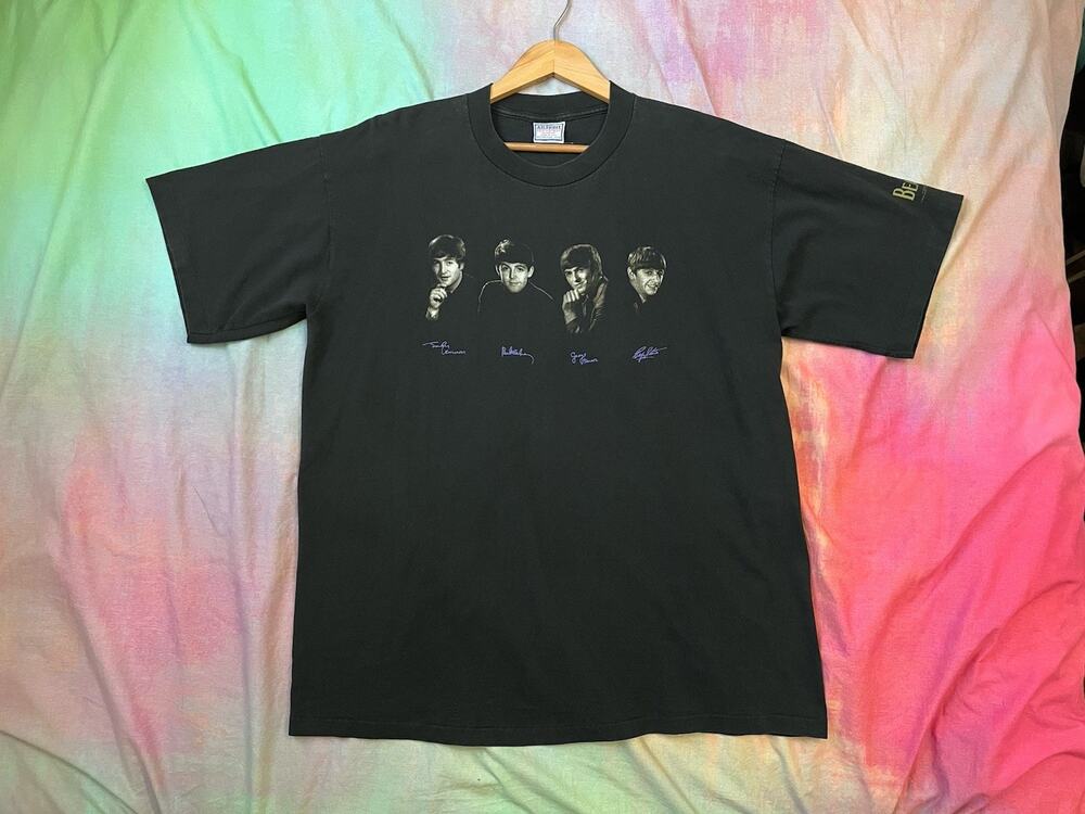 Vintage 1995 Beatles Portrait Signature Apple Corps T-Shirt 90s Single Stitch XL